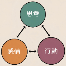 思考、感情、行動の三角図
